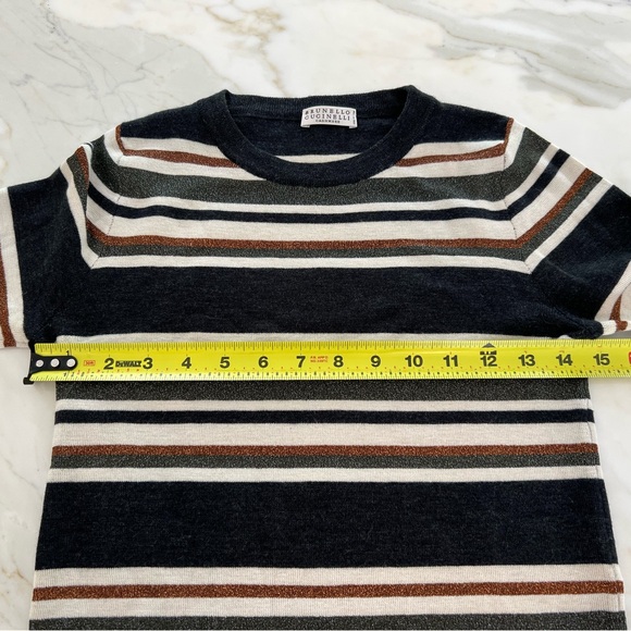 BRUNELLO CUCINELLI MULTI WOOL CASHMERE STRIPE KNIT SIZE XS NWOTS! - Picture 9 of 17
